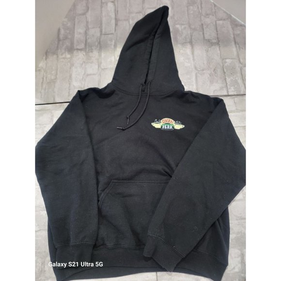 Friends Medium Hoodie Black With Colored Graphics Central Perk Open Mic Night - Picture 2 of 7
